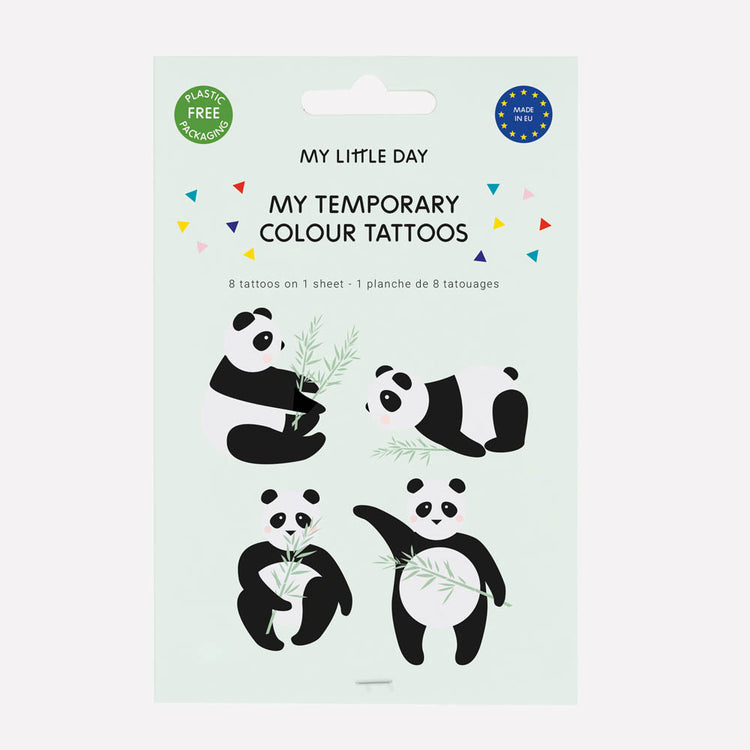 Tatouages éphémères panda pour anniversaire enfant