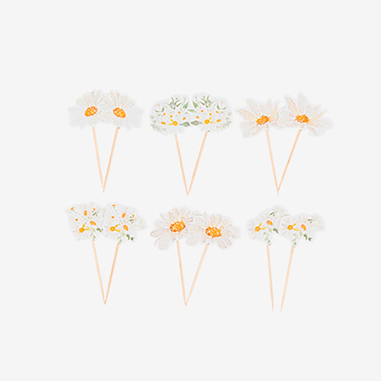 Toppers daisies, décoration florale pour cupcakes et gùteaux