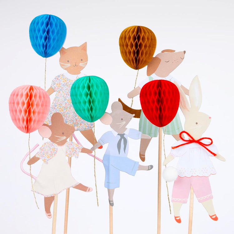 5 piques animaux mignons, pour décorer gùteau ou muffins