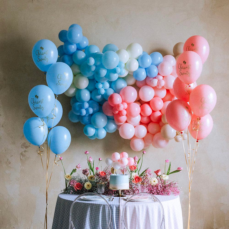 Cake topper ballons roses : decoration gateau baby shower fille