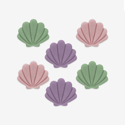 6 déco en sucre coquillage : decoration comestible theme sirene