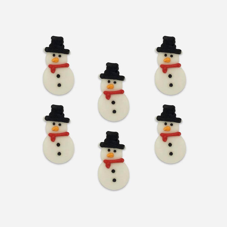 6 toppers en sucre bonhomme de neige - decoration buche de noel