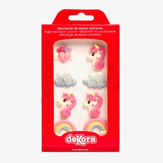 8 Décorations en sucre licorne : decor gateau anniversaire