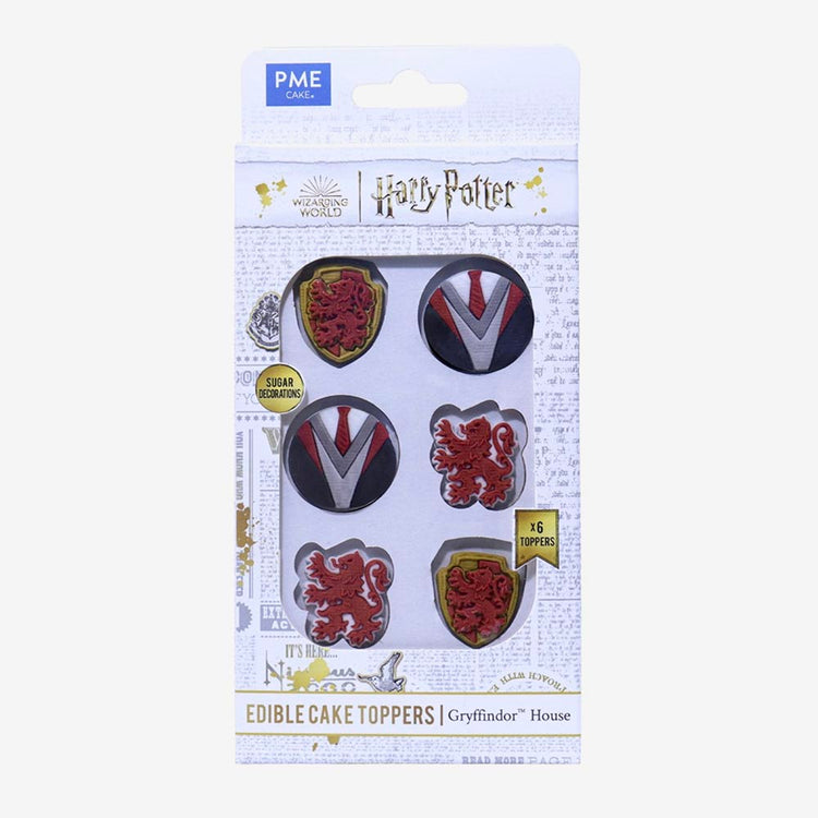 6 toppers en sucre Gryffondor : deco gateau anniversaire sorcier