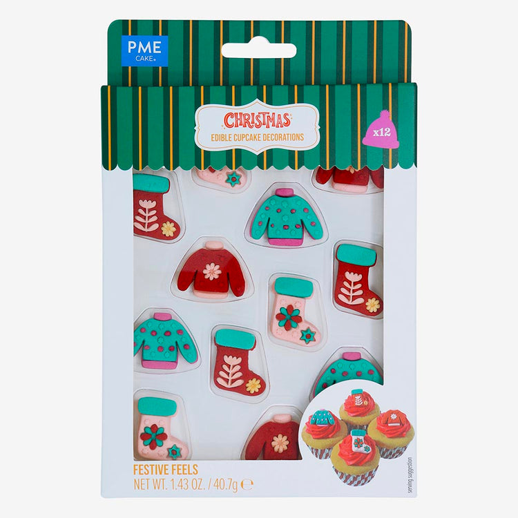 toppers en sucre pull et chaussettes de Noël pour repas de Noël