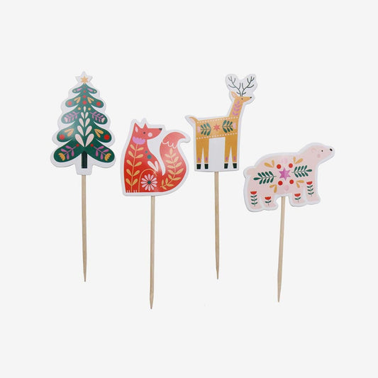 24 toppers de Noël pour décorer bûche de Noël