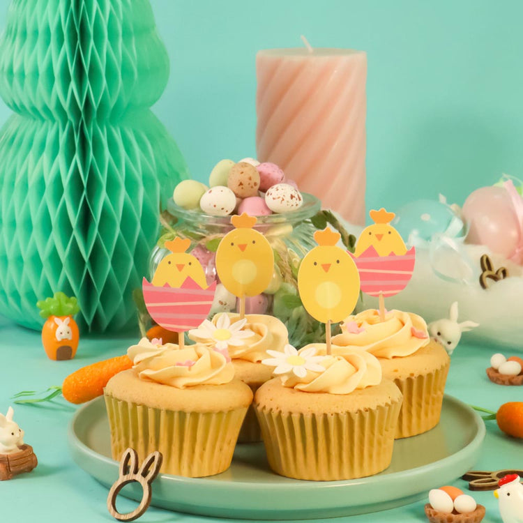 24 toppers poussins, déco desserts pour Pùques