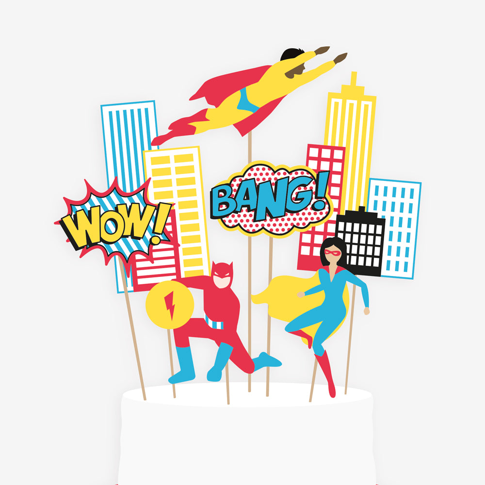 Toppers super héros : decoration gateau anniversaire garcon