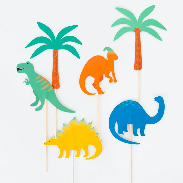 6 cake toppers pour decoration anniversaire thème dinosaure