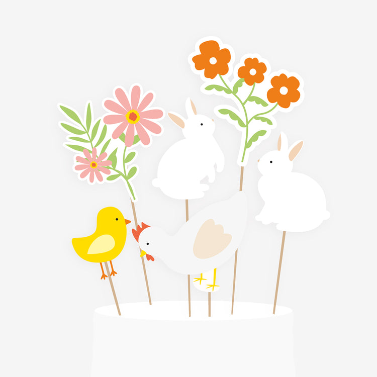 6 toppers lapin : decor gateau anniversaire paques
