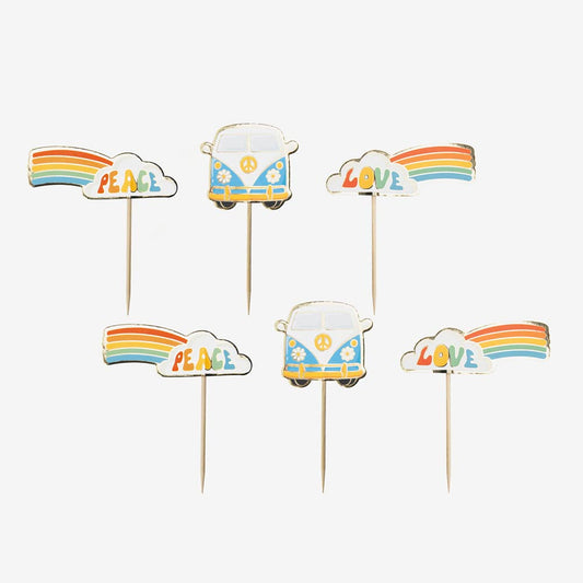 10 Toppers hippie : decoration gateau anniversaire annee 60