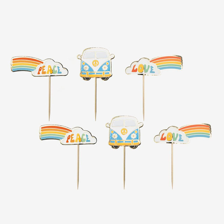 10 Toppers hippie : decoration gateau anniversaire annee 60