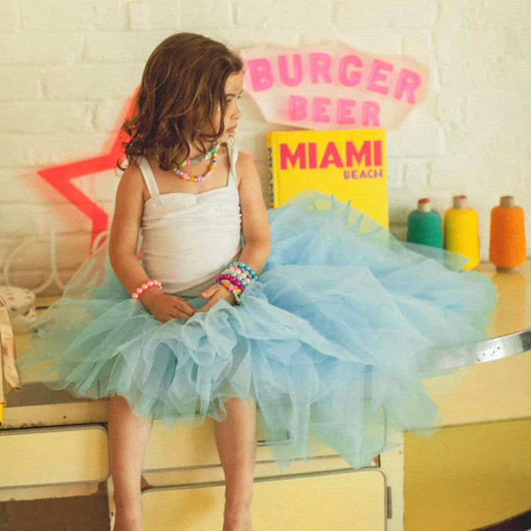 Tutu princesse rock bleu - accessoire deguisement fille original