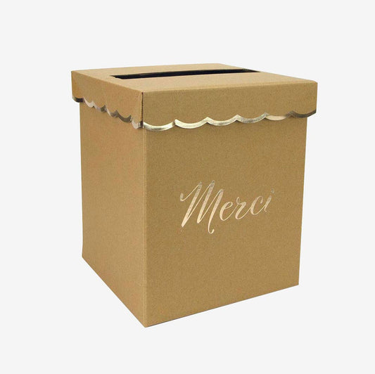 urne merci kraft en carton basique pour les mariages