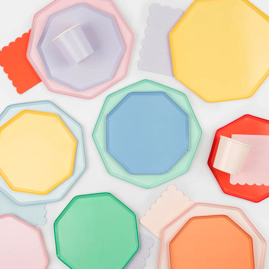 Serviettes papier couleur pêche, ambiance pastel chic