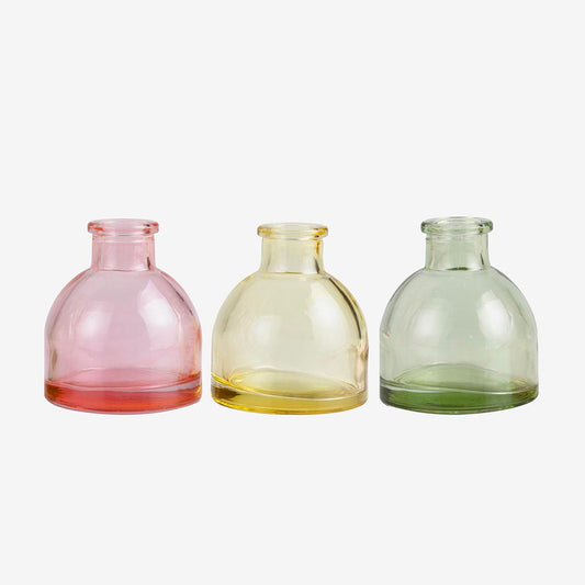 3 Vases en verre couleur pastel - decoration anniversaire