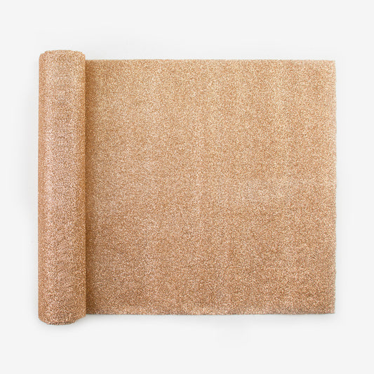 Chemin de table paillettes rose gold pour déco anniversaire princesse