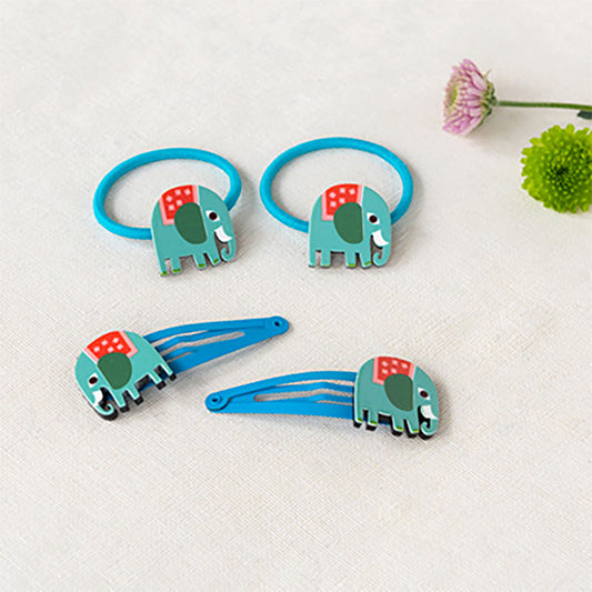 2 barrettes éléphants bleues anniversaire thème cirque ou animaux