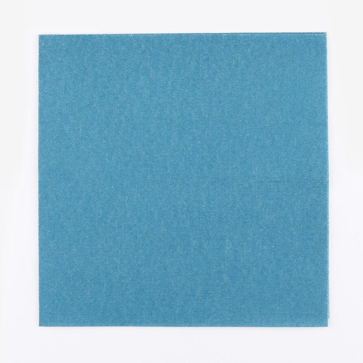 20 serviettes unies de couleur bleu canard idéales pour votre fête