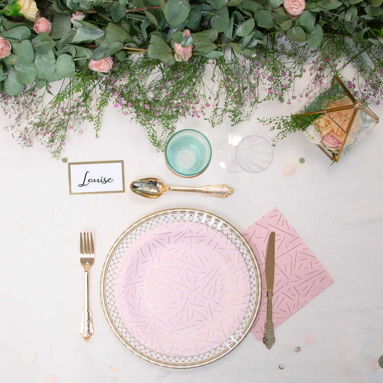 Lot de 10 marques places dorés et blanc pour décoration mariage ou baptême