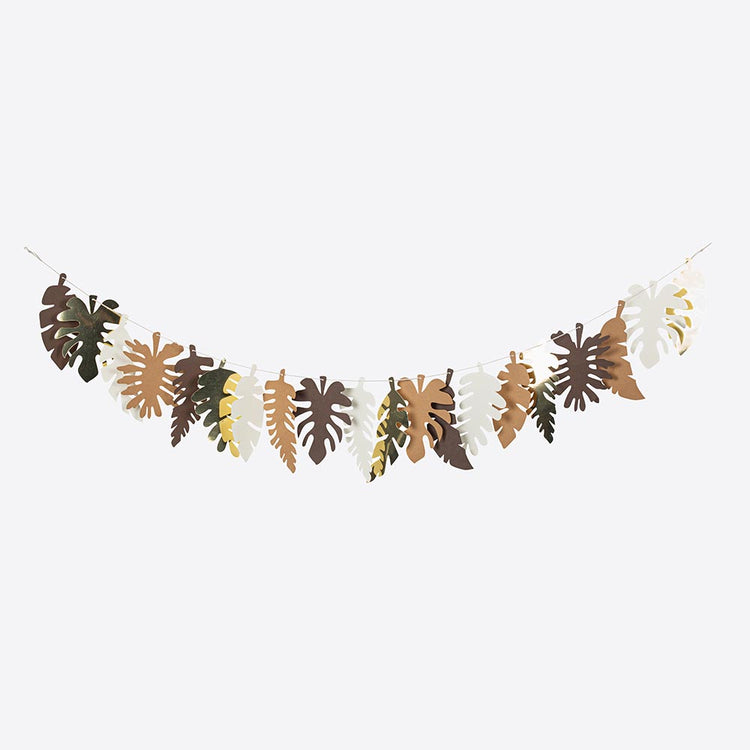 Decoration anniversaire tropical ou anniversaire dinosaure : guirlande de feuilles