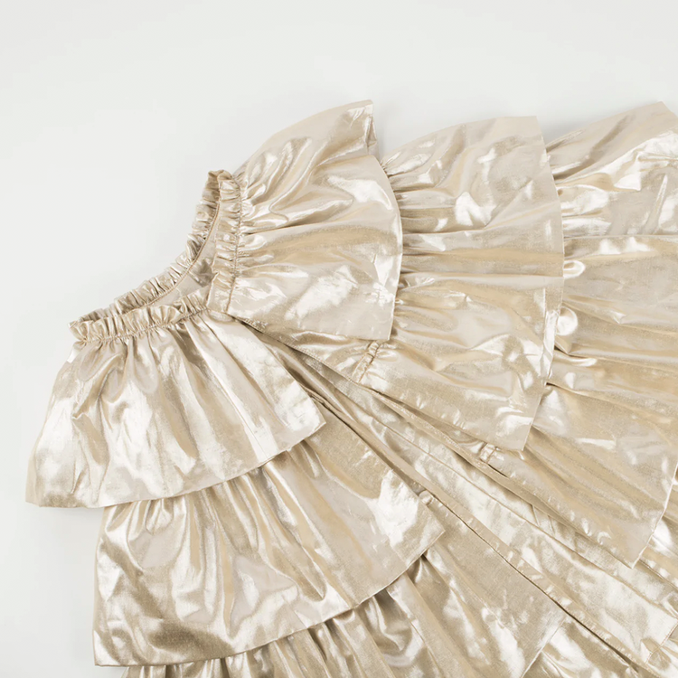 Accessoire deguisement enfant carnaval : cape à volants doré