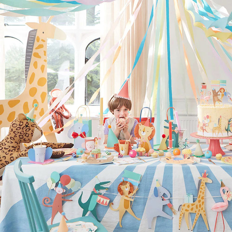 8 assiettes parade des animaux pour deco de table anniversaire safari