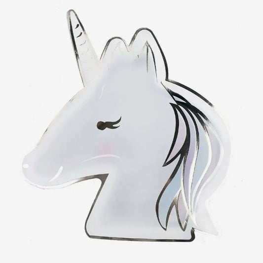 8 assiettes carton licorne pastel et or pour anniversaire licorne