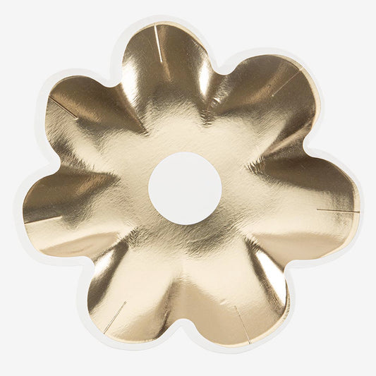 Assiettes marguerite blanc et or pour deco de table mariage champetre