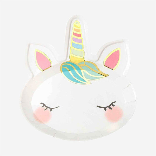 Assiettes en carton pour décoration anniversaire fille licorne.