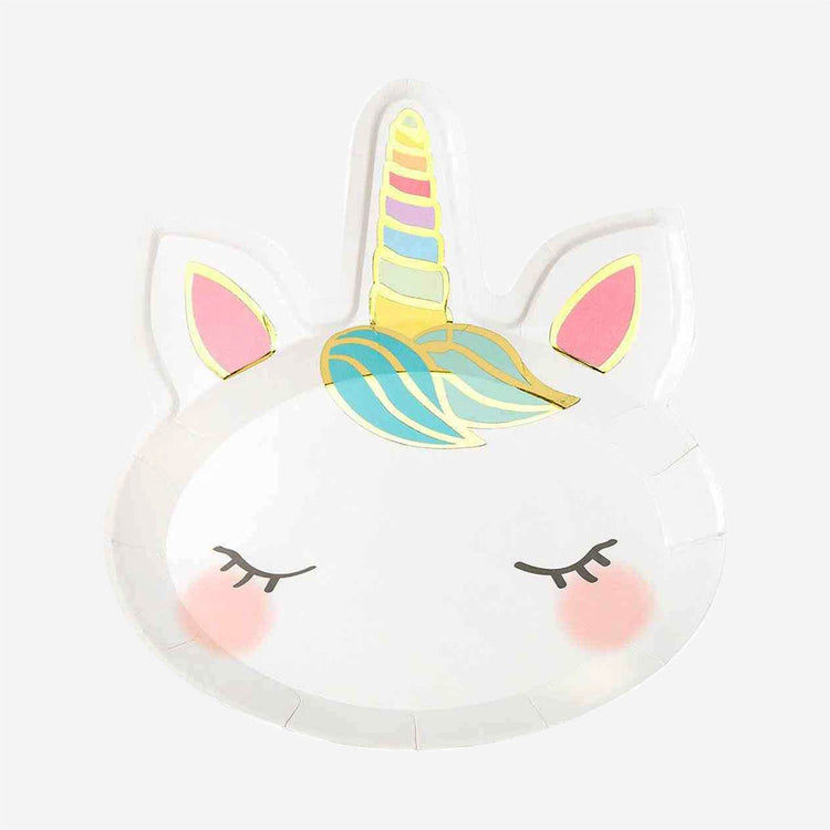 Assiettes en carton pour décoration anniversaire fille licorne.