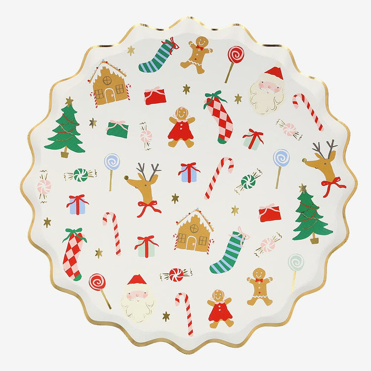 Grande assiette en carton motif Noel Meri Meri pour déco de table Noel