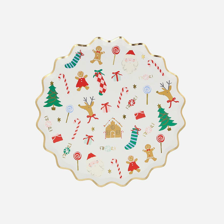Petite assiette en carton motif Noel Meri Meri pour déco de table Noel