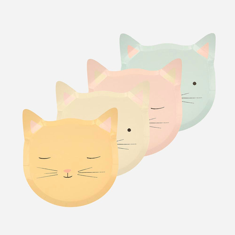 8 assiettes en carton chats pour decoration anniversaire originale