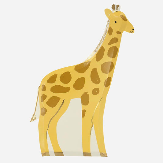 8 assiettes en carton girafe pour deco de table anniversaire safari