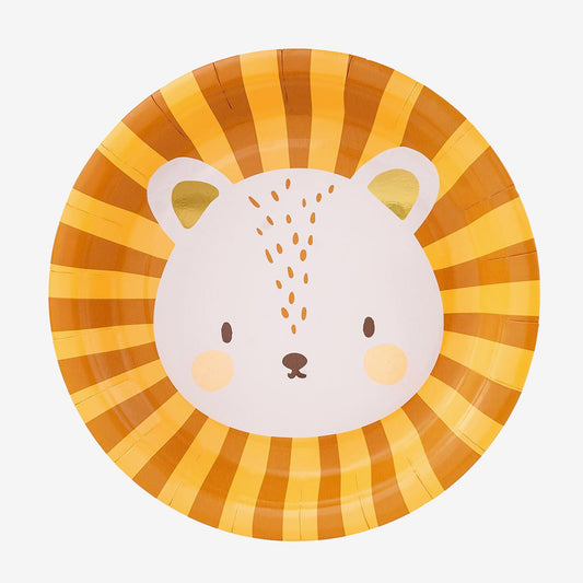 6 assiettes en carton lion : décoration de table anniversaire cirque