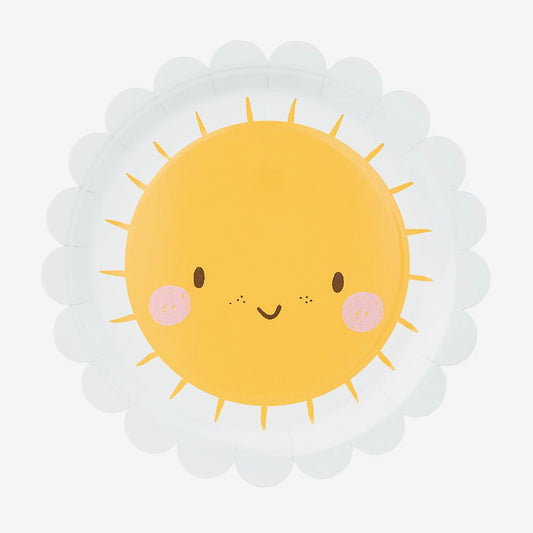 6 assiettes en carton soleil marguerite pour deco de table Pâques