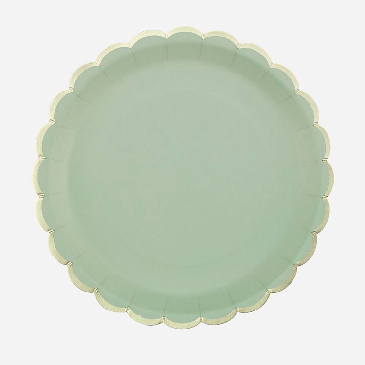 Assiettes en carton vert sauge pour mariage sauge ou gender reveal