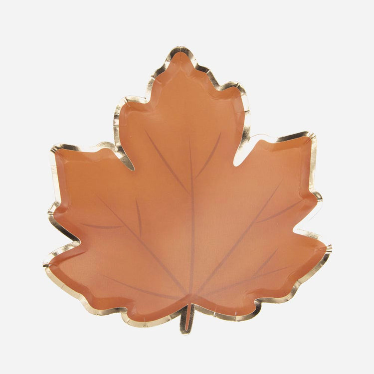 Anniversaire foret : assiettes en carton forme feuille d'érable