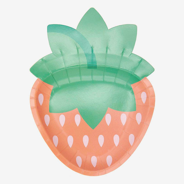 8 assiettes en carton fraise pour decoration de table summertime