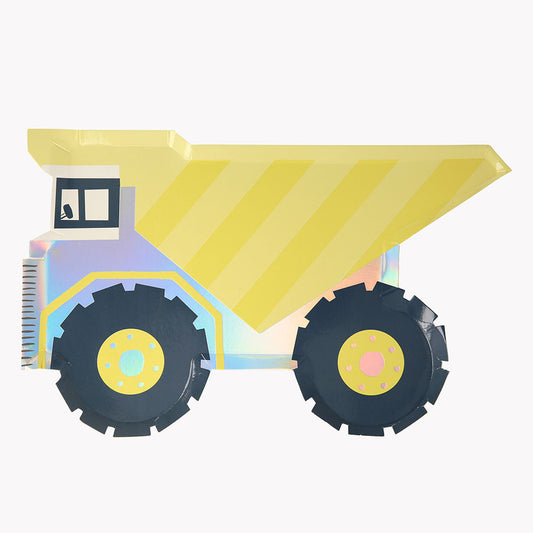 8 assiettes camion de travaux pour décoration table anniversaire garçon