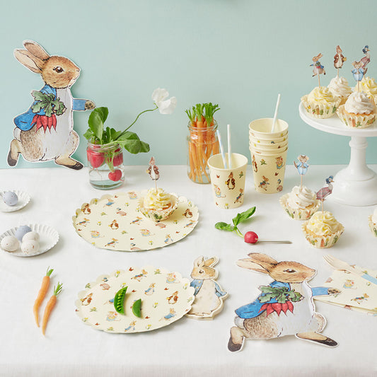 Décoration table fête de pâques : 12 assiettes forme Pierre Lapin