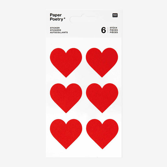 Autocollants en feutre rouge en forme de coeur carte st valentin décoration