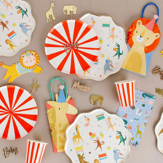 Anniversaire cirque pour enfant : vaisselle jetable, sacs cadeaux...
