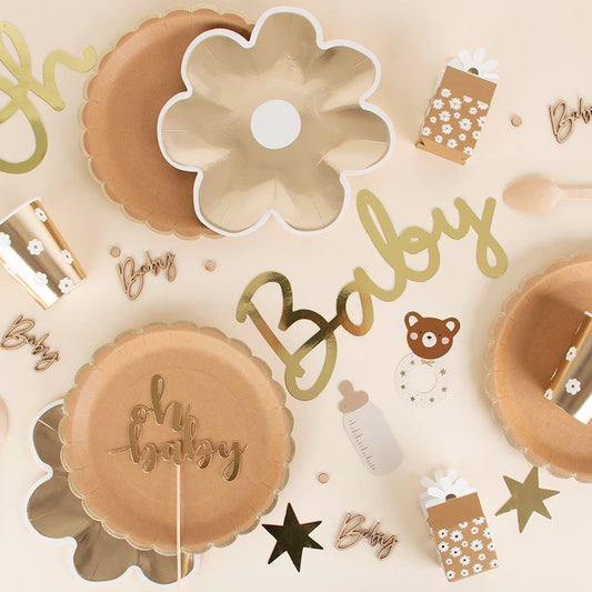 Idées de decoration pour baby shower kraft ou gender reveal