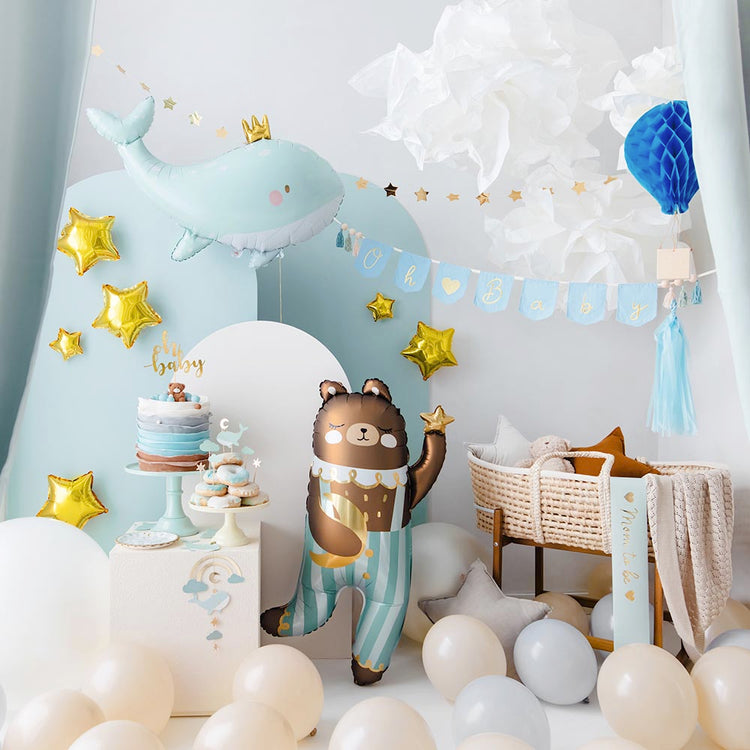 Toppers baleine bleu pour decor gateau anniversaire animaux de la mer