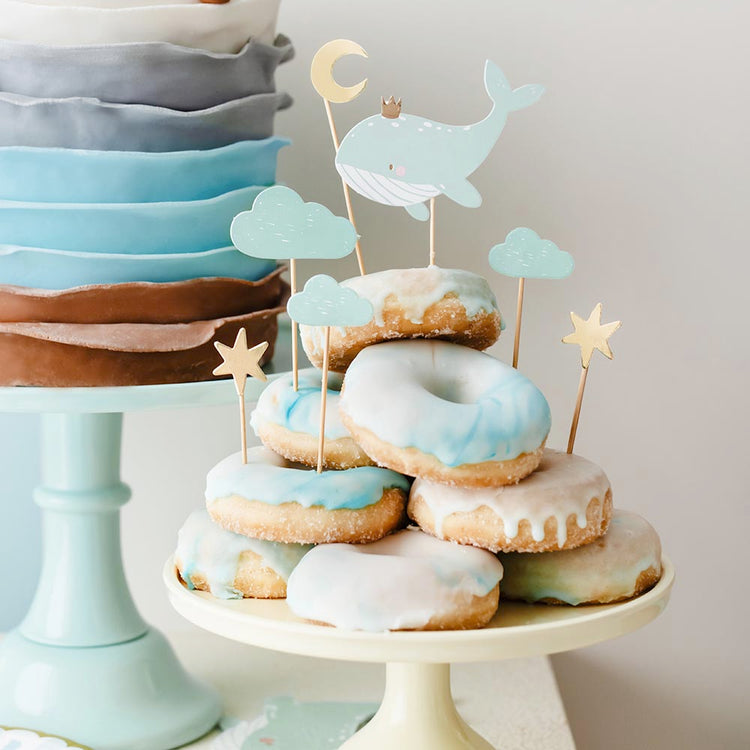 Toppers baleine bleu : decoration gateau anniversaire animaux marins