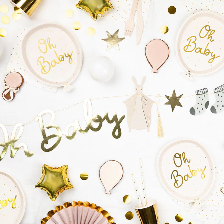 8 assiettes en carton baby pour decoration de table baby shower