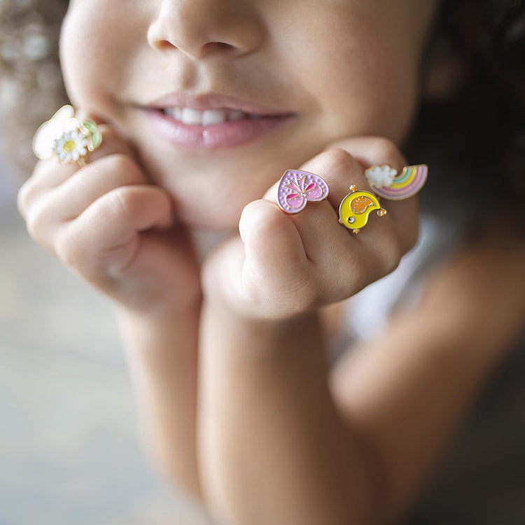 Bagues pour fille avec motifs girly : pochette surprise fete