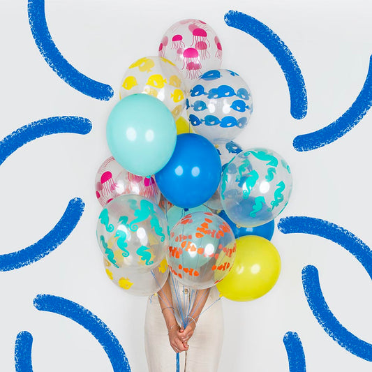Ballons fond marin pour decoration anniversaire enfant animaux marins